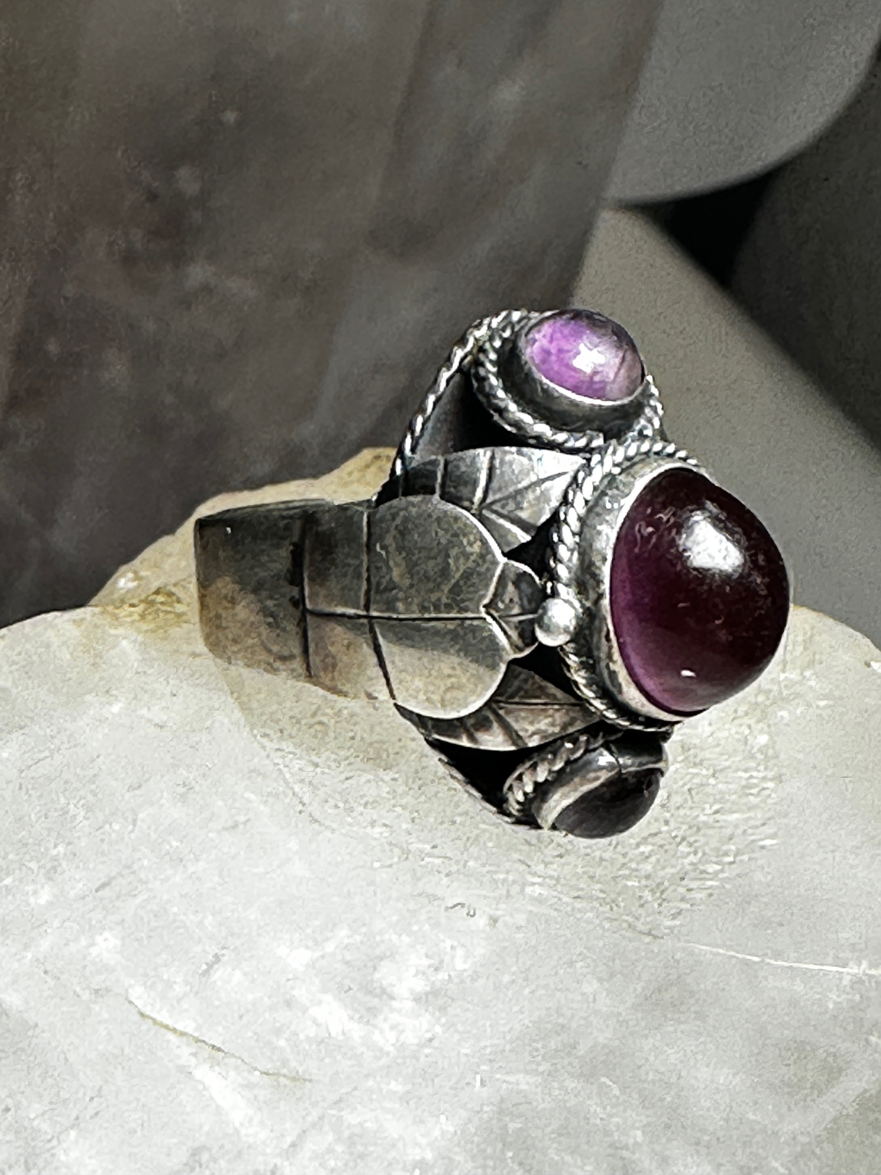 Cushion cut purple amethyst ring vintage unique nature inspired engage –  WILLWORK JEWELRY